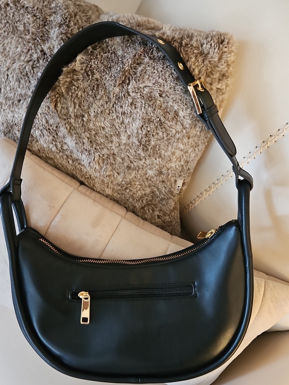 Vegan Petite Black/Gold Handbag, unbranded NWOT